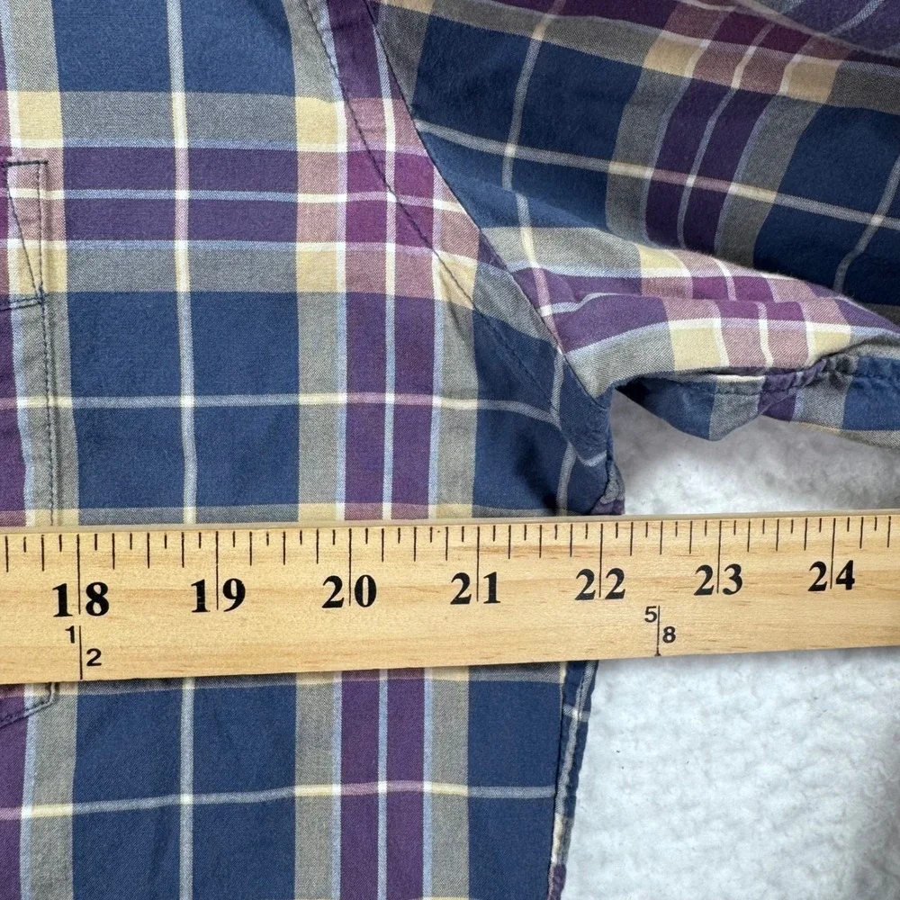 J Crew Mens Button Down Shirt Plaid Long Sleeve 2 Ply‎ Cotton Size L